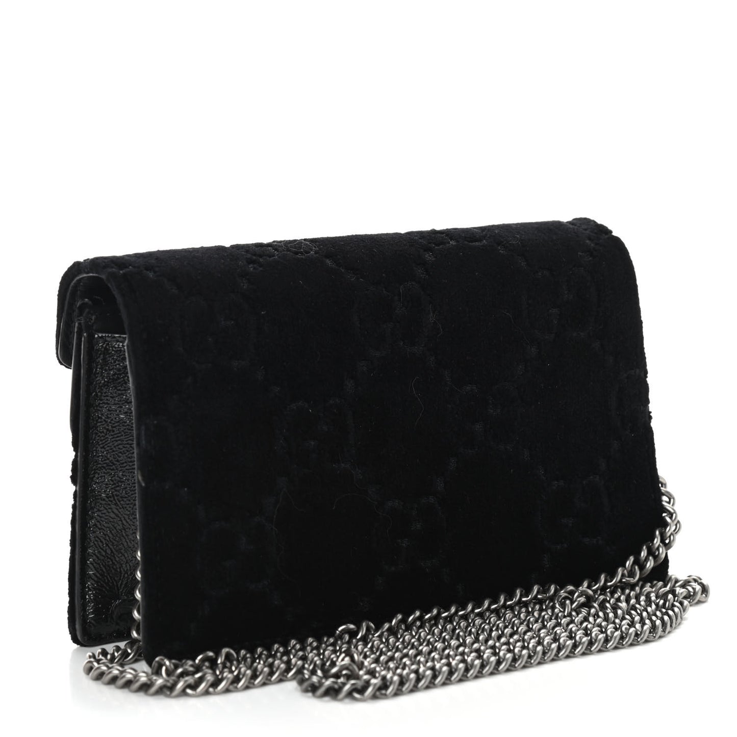 Velvet GG Monogram Super Mini Dionysus Shoulder Bag Black