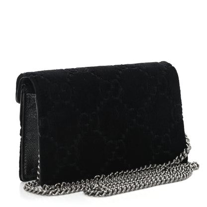 Gucci Velvet GG Monogram Super Mini Dionysus Shoulder Bag Black 2 of 7