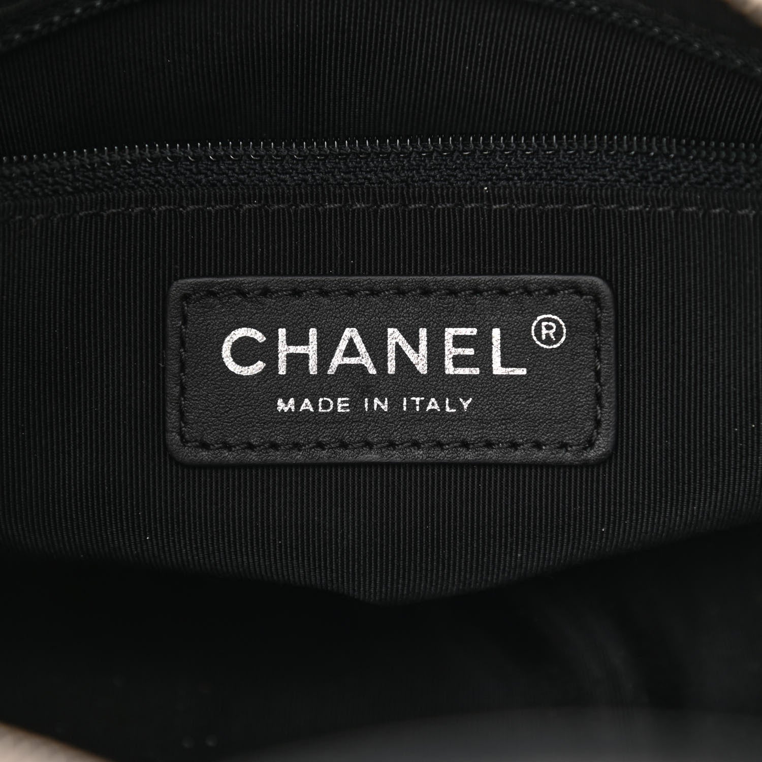 Chanel Calfskin Quilted Feather Weight Bowling Bag Black Ivory 6 of 10