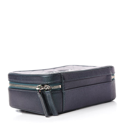 Chanel Iridescent Caviar Quilted Medium CC Filigree Vanity Case Dark Turquoise 4 of 10