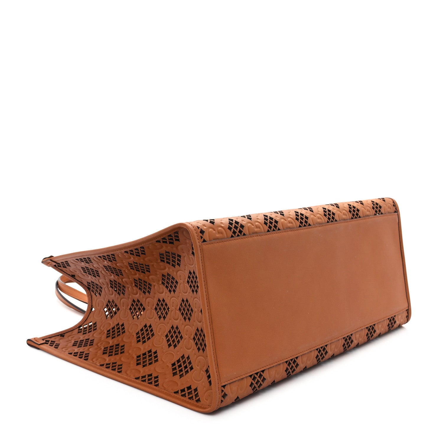 Gucci Calfskin GG Monogram Diamond Cut Medium Ophidia Tote Bag Brown 5 of 10