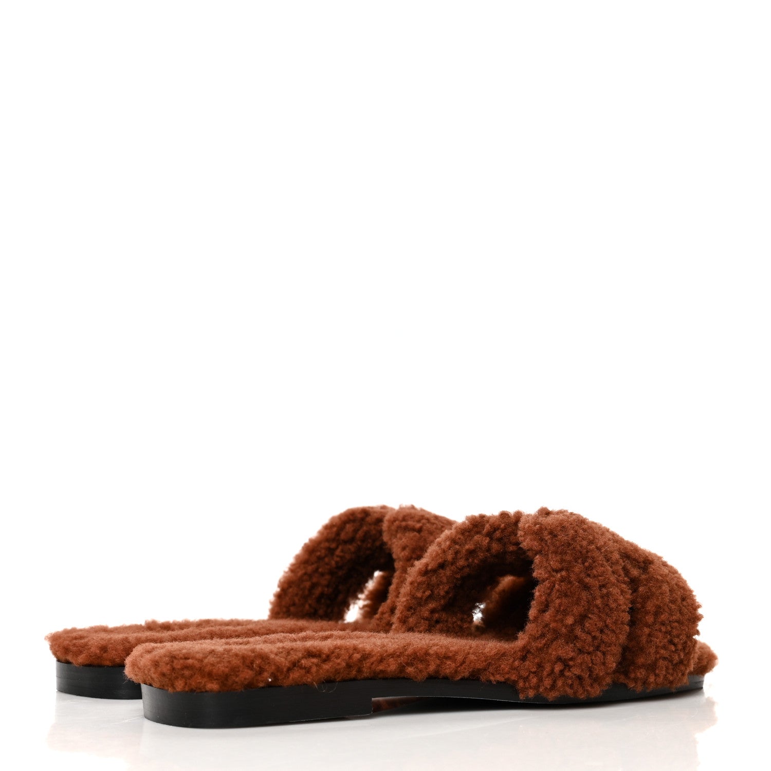 Hermes Woolskin Oran Sandals 38 Cognac 4 of 8