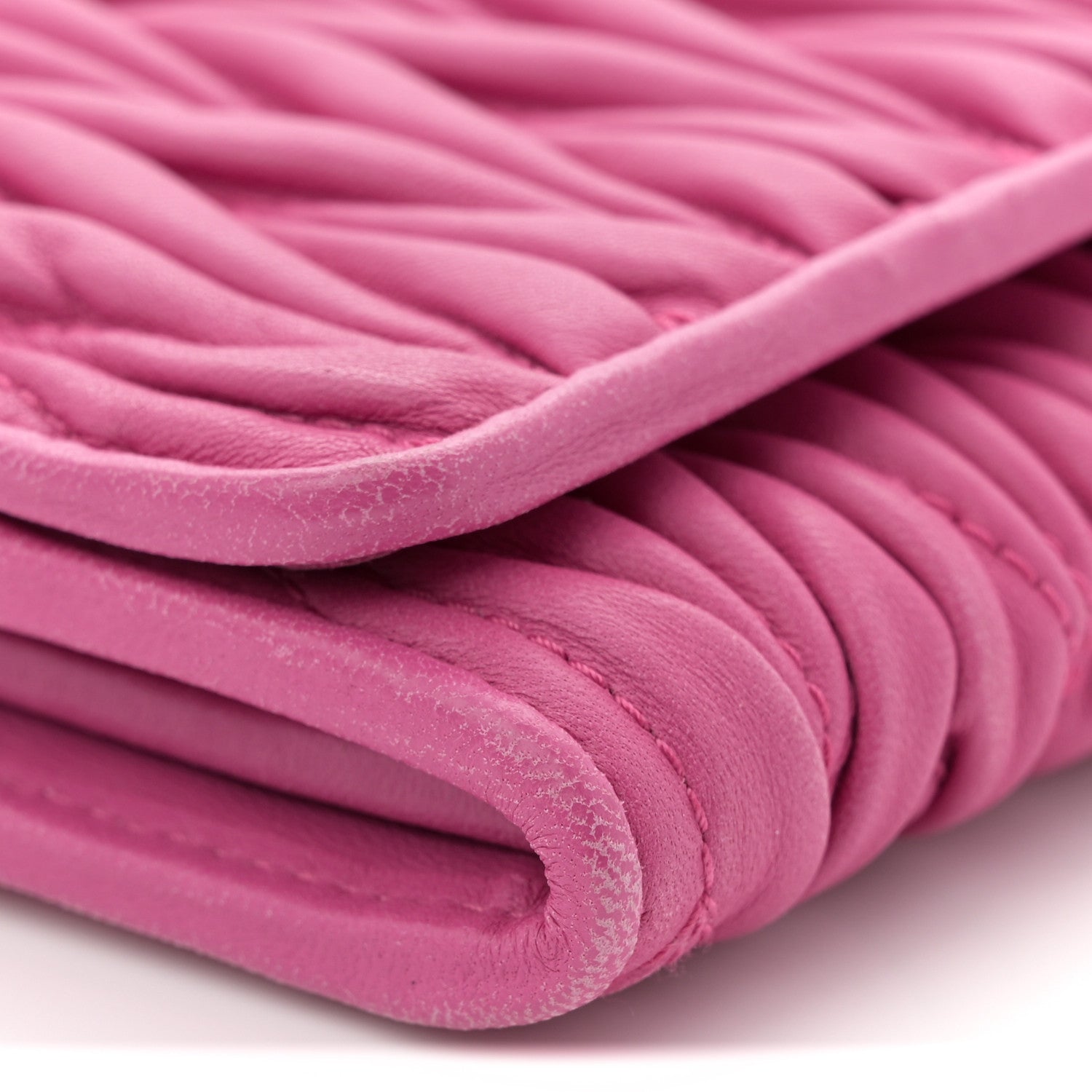 Miu Miu Nappa Matelasse Wallet On Chain Fuxia 8 of 10