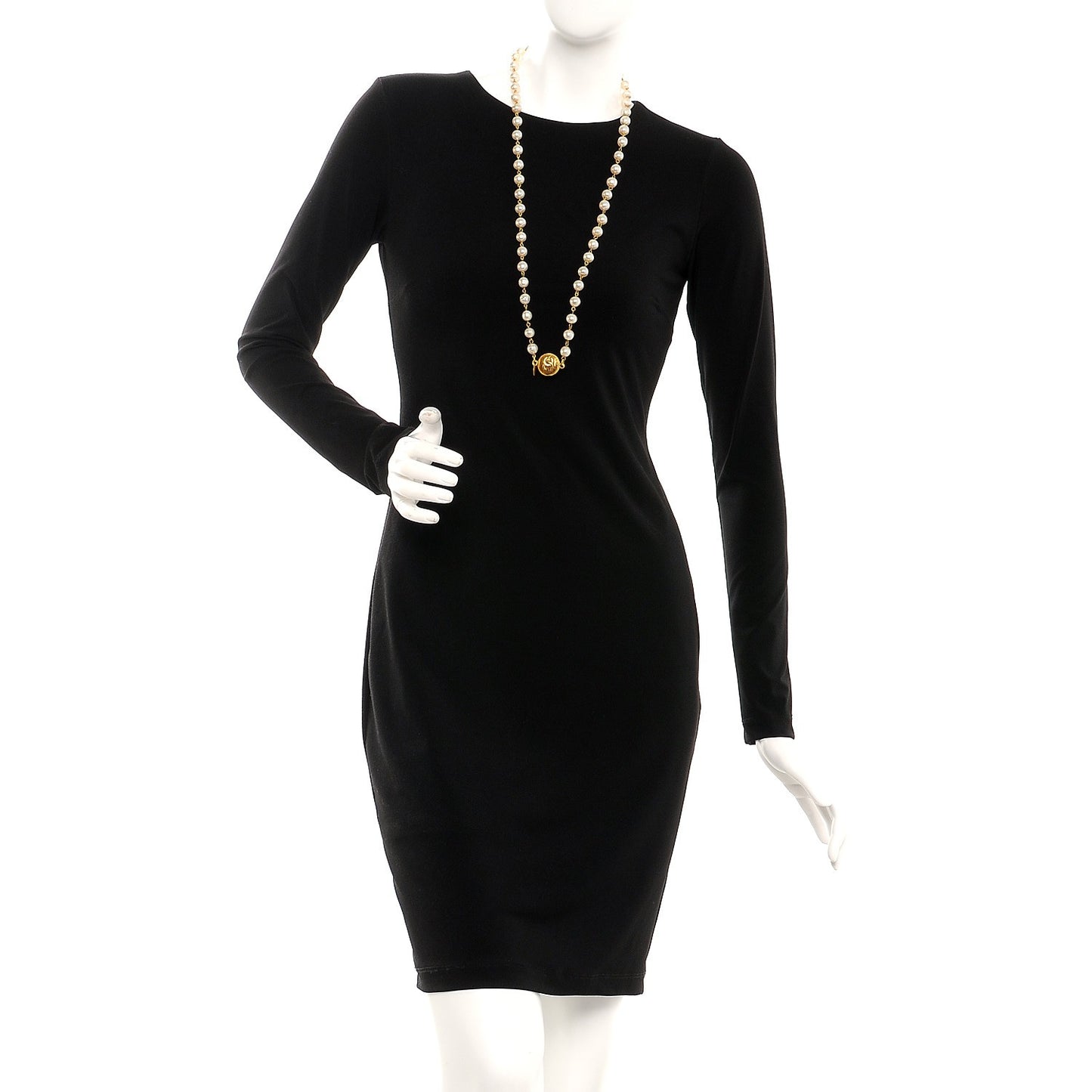 Pearl CC Medallion Long Necklace Gold