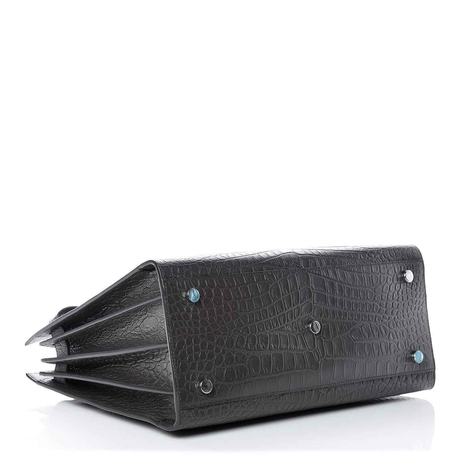 Saint Laurent Calfskin Crocodile Embossed Small Sac De Jour Graphite 4 of 10