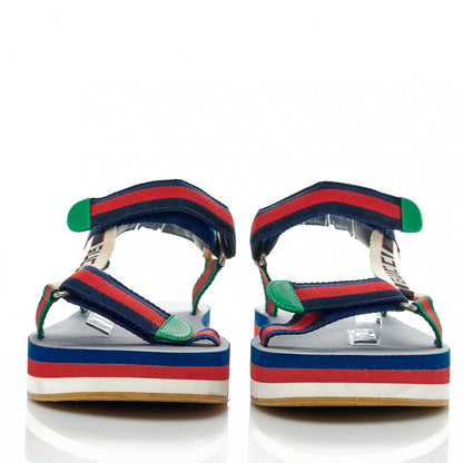 Gucci Nylon Web Logo Platform Slingback Mens Sandals 10 Navy 2 of 7