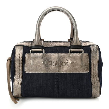 Chloe Metallic Calfskin Top Handle Bag Blue Silver 1 of 13