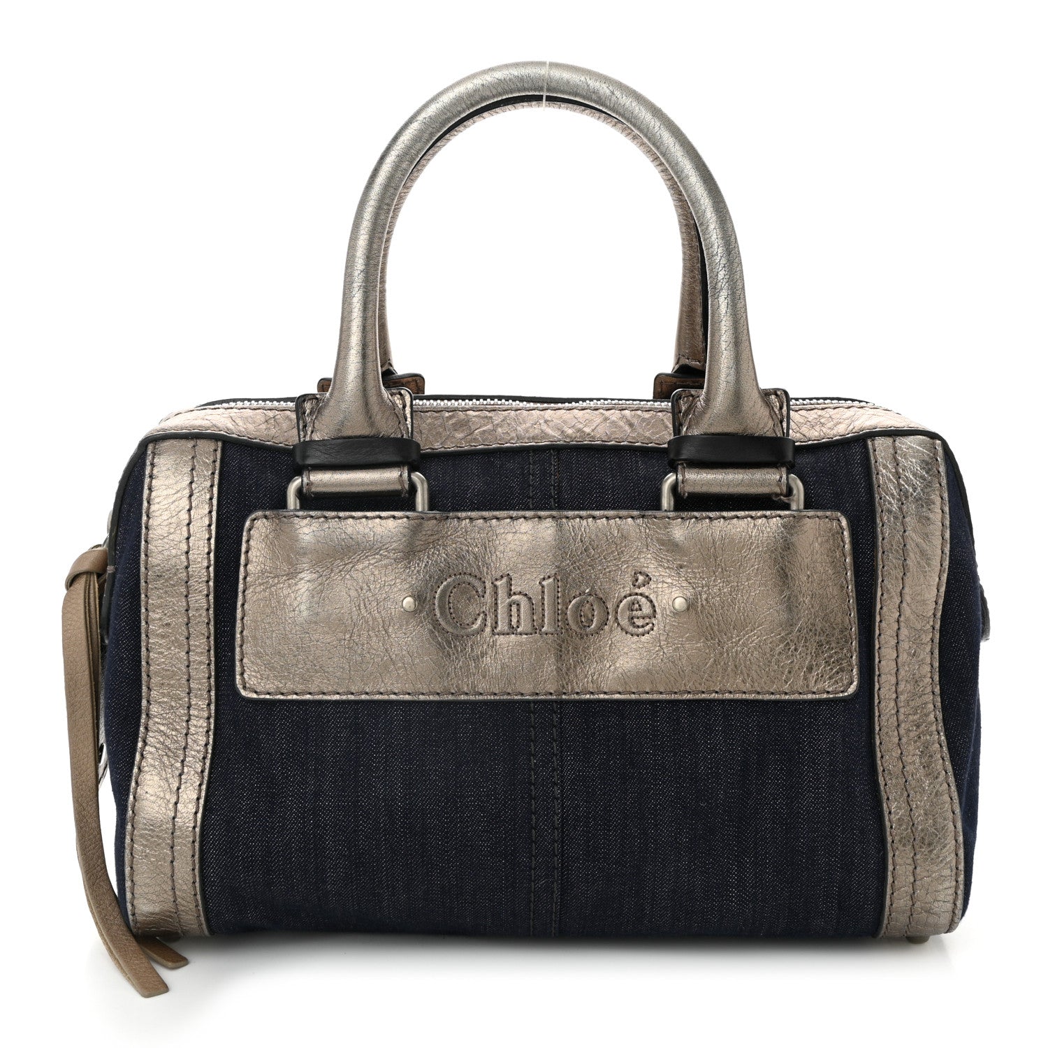 Chloe Metallic Calfskin Top Handle Bag Blue Silver 1 of 13