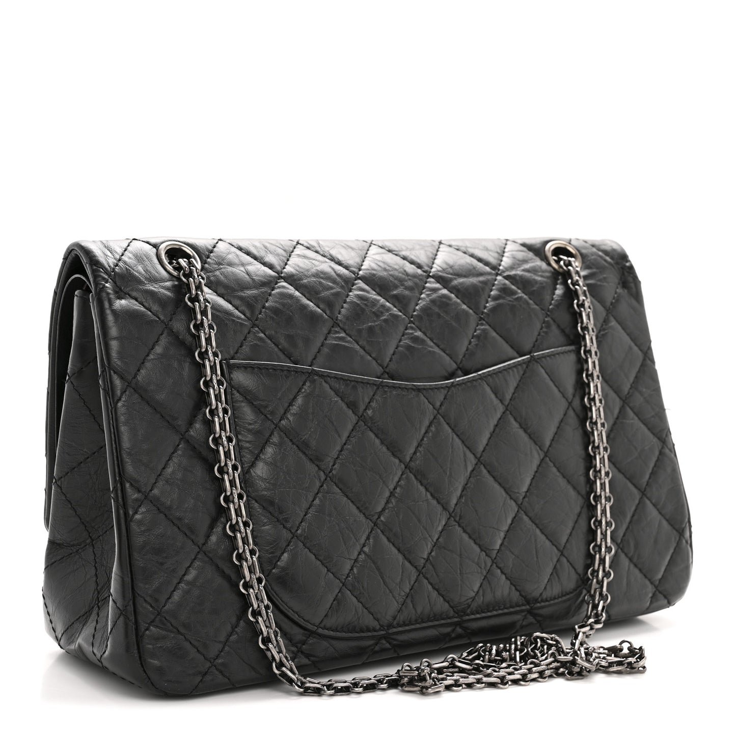 Aged Calfskin Quilted 2.55 Reissue 227 Flap Black