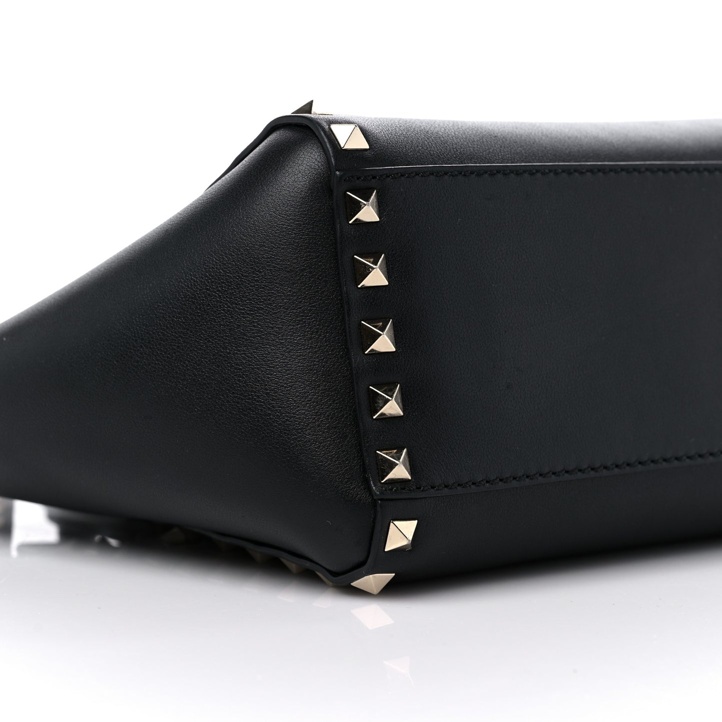Vitello Mini Rockstud Double Handle Tote Black