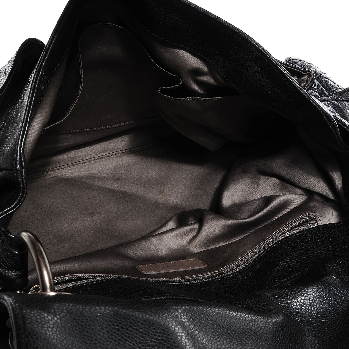 Glazed Caviar Quilted Mademoiselle Satchel Black