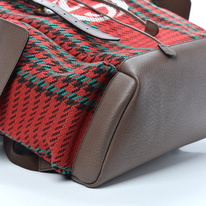 Gucci Cotton Wool Houndstooth Interlocking G Backpack Red Green New Acero 7 of 8