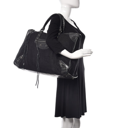Balenciaga Chevre Canvas Classic Silver Hardware Weekender Black 2 of 13