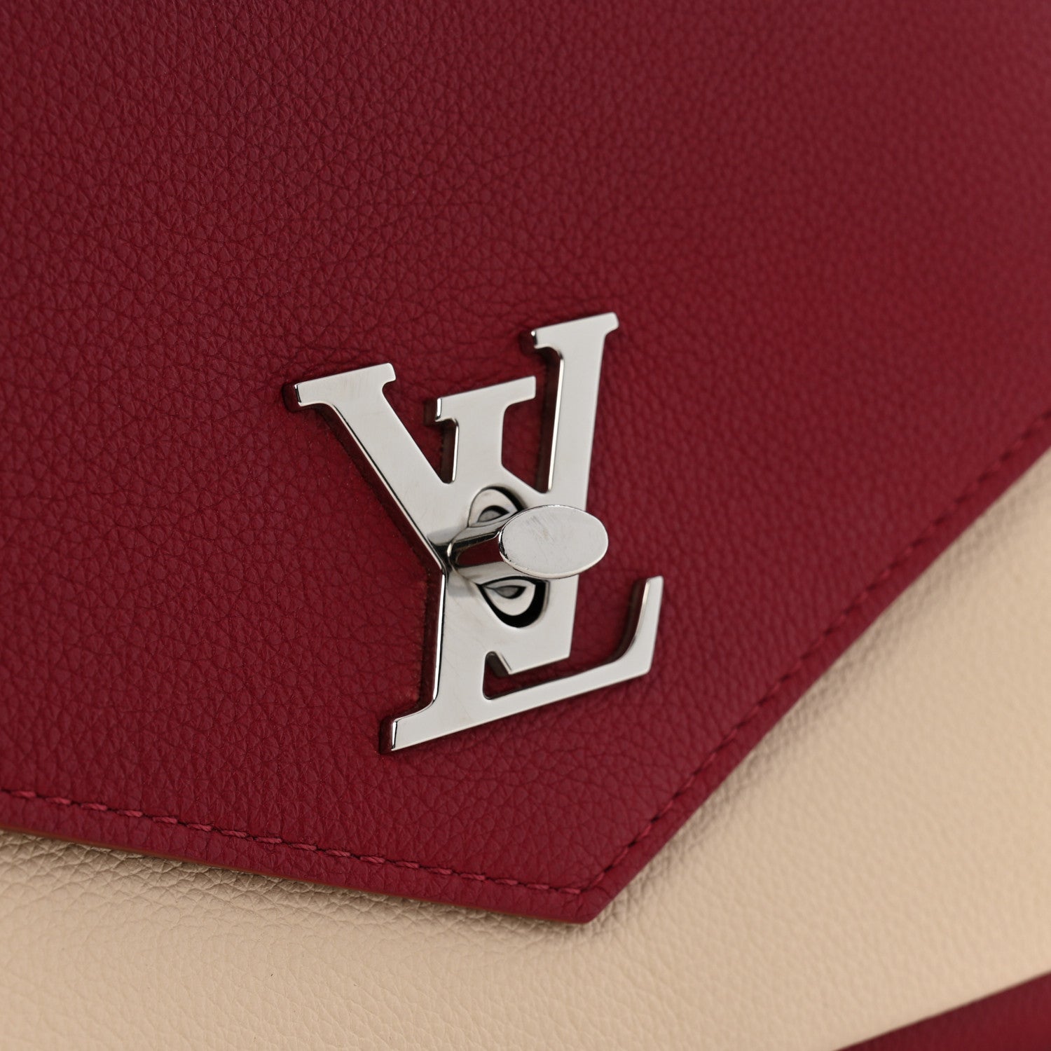 Louis Vuitton Soft Calfskin Mylockme Chain Bag BB Lie De Vin Etain Creme 10 of 12