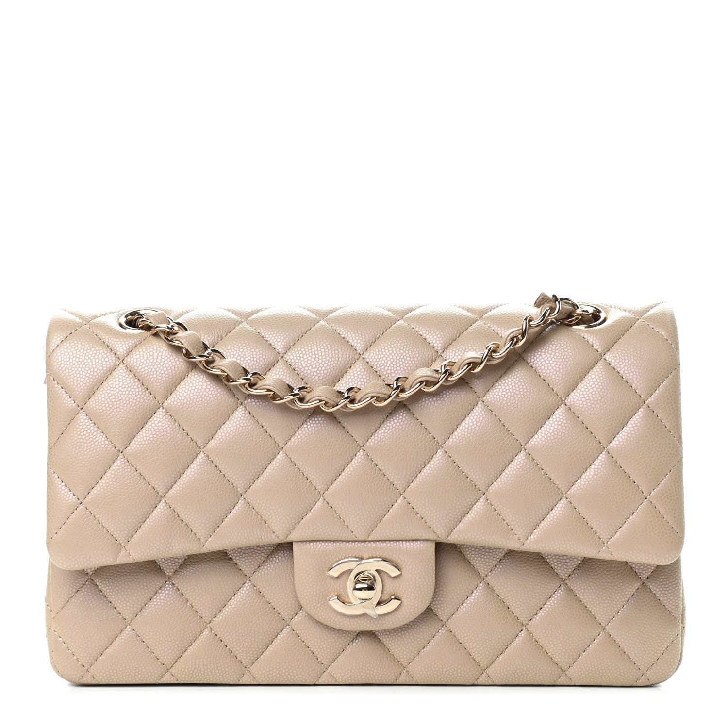 Chanel Iridescent Caviar Quilted Medium Double Flap Dark Beige 1 of 11