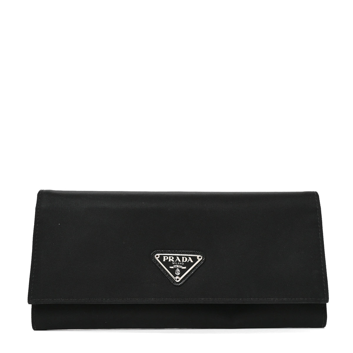 Saffiano Triangle Continental Flap Wallet Black