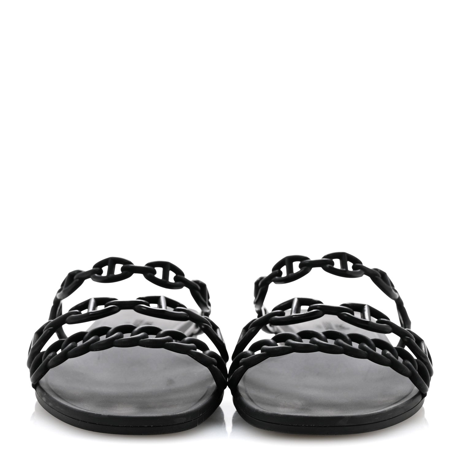 Hermes Rubber Chaine d'Ancre Rivage Sandals 37 Black 3 of 10