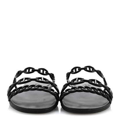 Hermes Rubber Chaine d'Ancre Rivage Sandals 37 Black 3 of 10