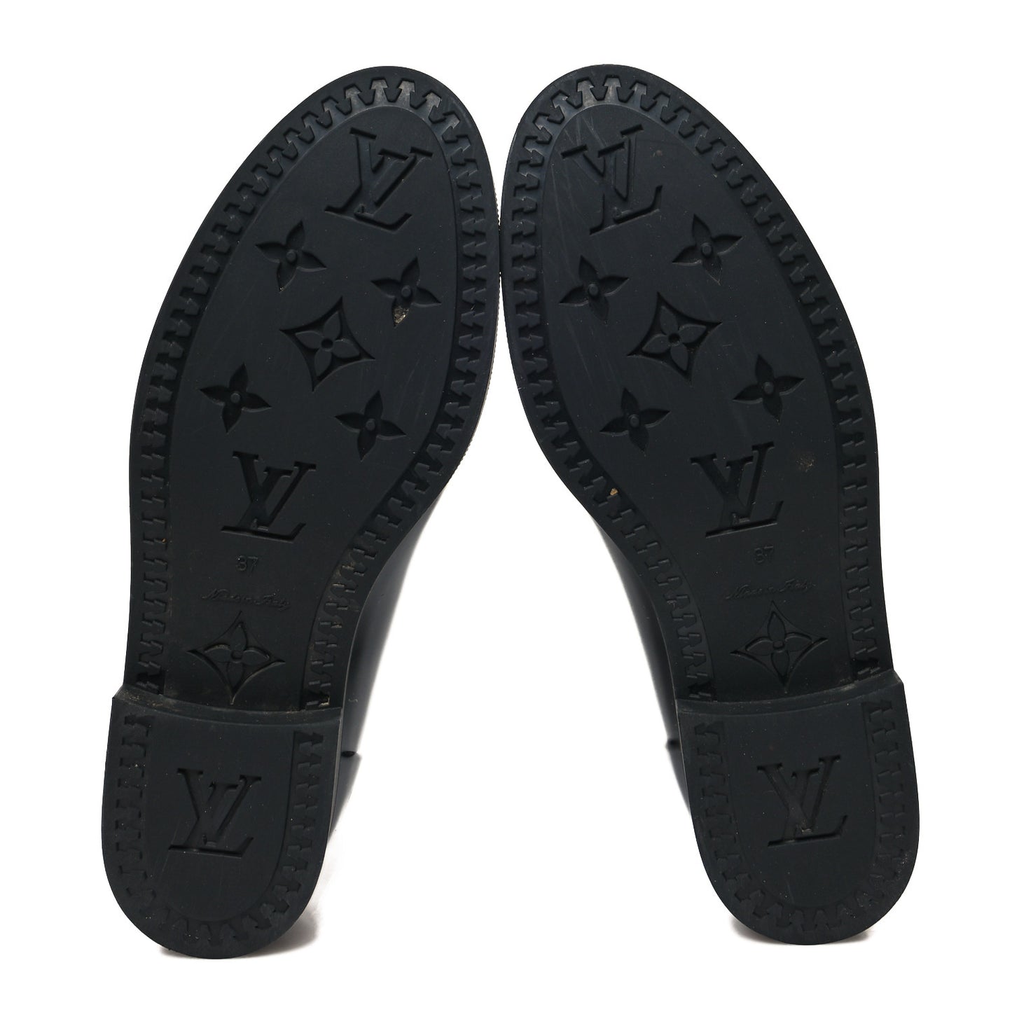 Rubber Embossed Monogram Drops High Rain Boots 37 Black
