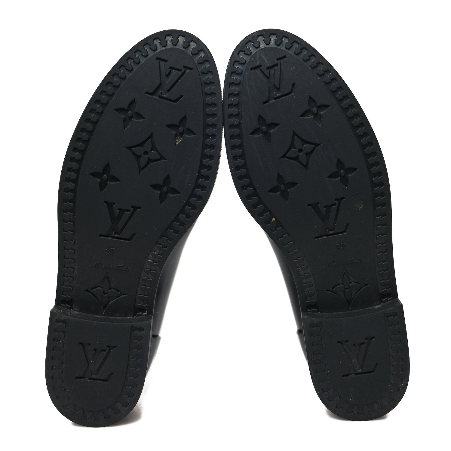 Louis Vuitton Rubber Embossed Monogram Drops High Rain Boots 37 Black 5 of 8