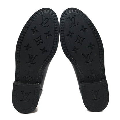Louis Vuitton Rubber Embossed Monogram Drops High Rain Boots 37 Black 5 of 8