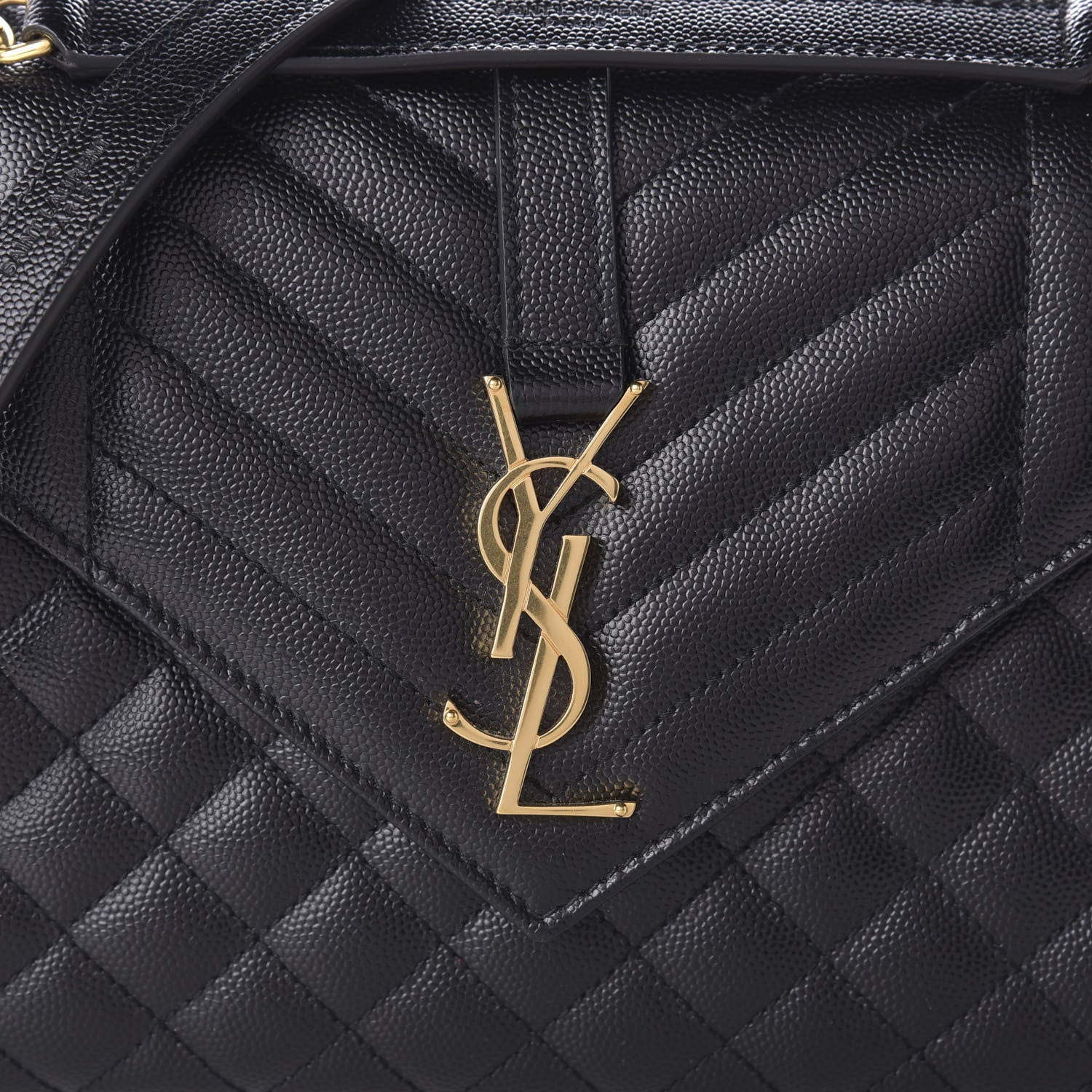 Saint Laurent Grain De Poudre Textured Mixed Matelasse Triquilt Medium Monogram Satchel Black 9 of 9