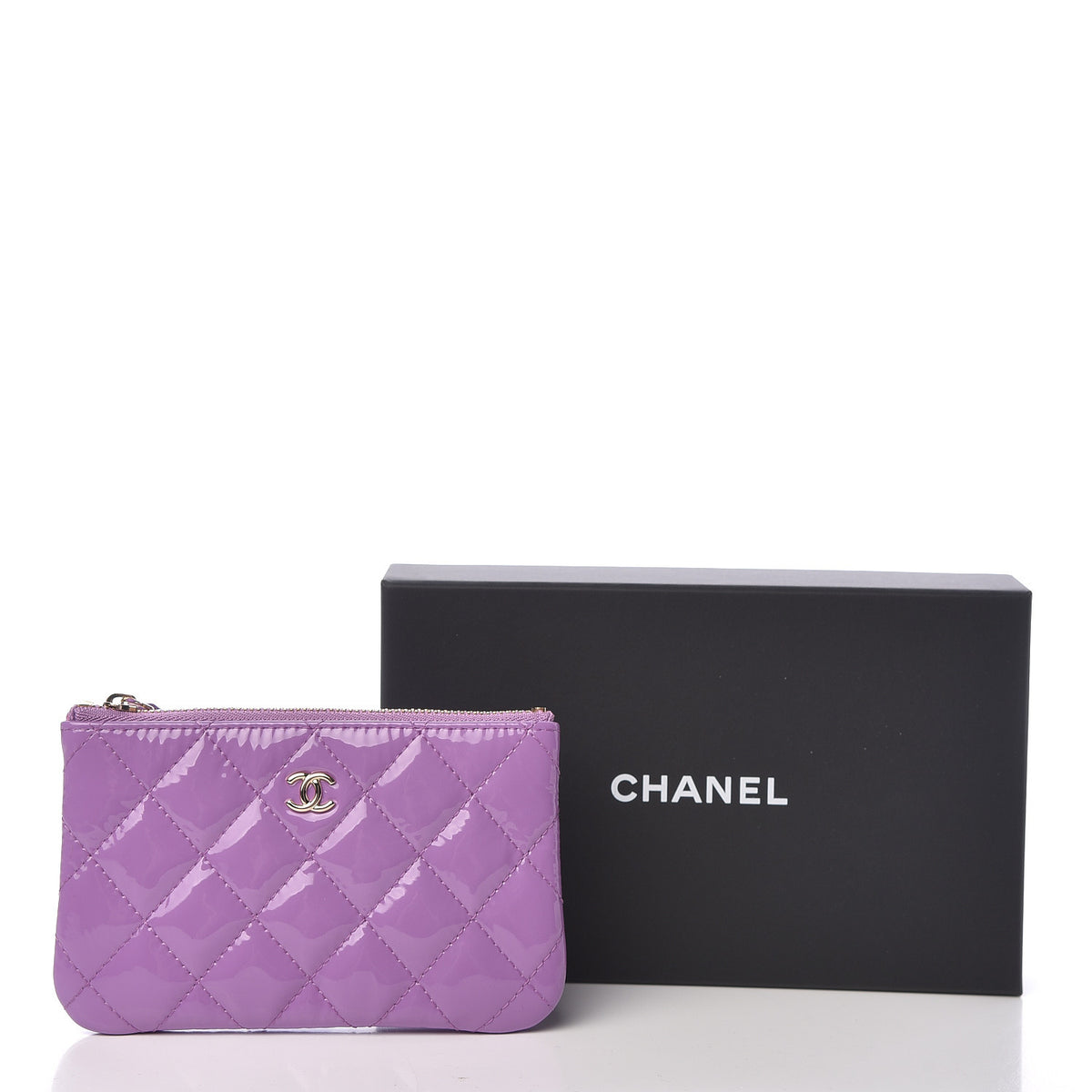 Chanel Patent Quilted Small Cosmetic Case Purple 8 of 8