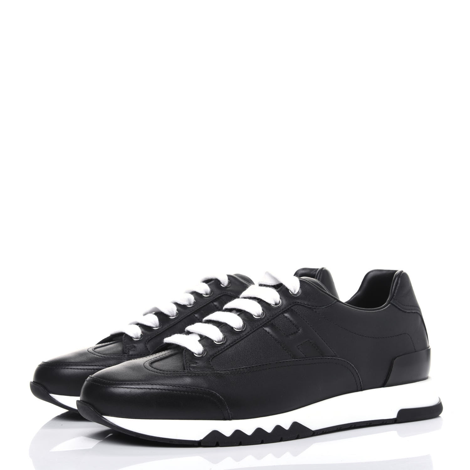 Hermes Calfskin Womens Trail Sneakers 40 Black 3 of 9