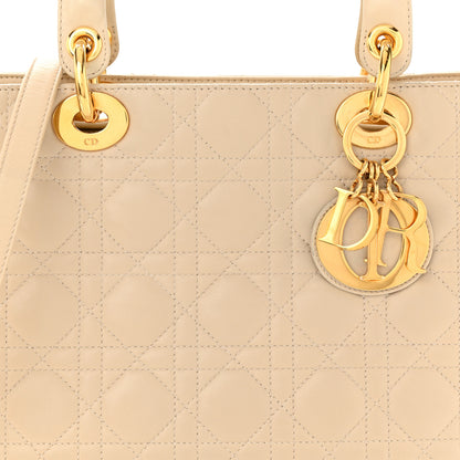 Christian Dior Lambskin Cannage Medium Lady Dior Beige 8 of 13
