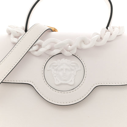 Versace Calfskin Medium La Medusa Top Handle Handbag Optical White 7 of 10