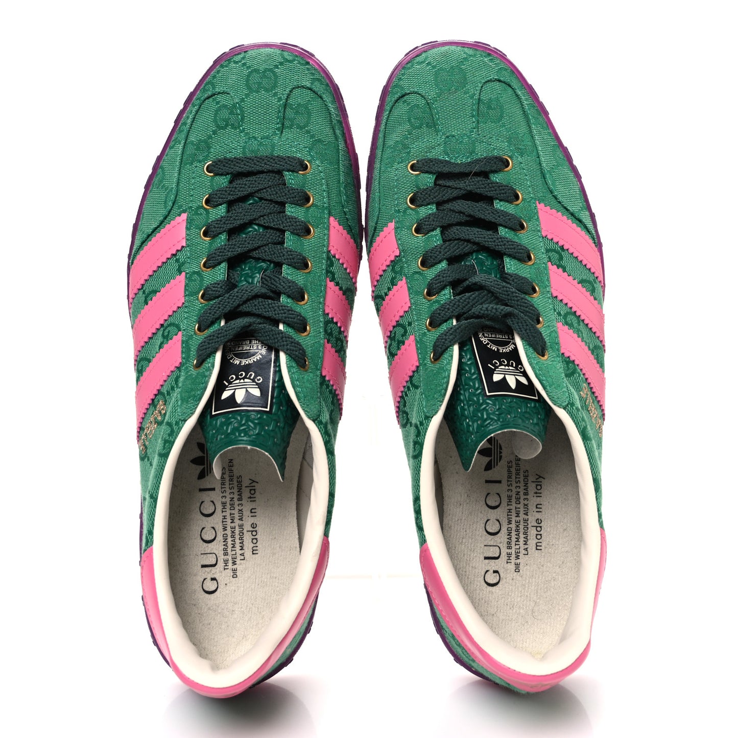 X ADIDAS GG Supreme Monogram Mens Gazelle Sneakers 10 Green Pink Strata