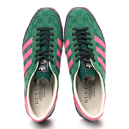 Gucci X ADIDAS GG Supreme Monogram Mens Gazelle Sneakers 10 Green Pink Strata 2 of 10