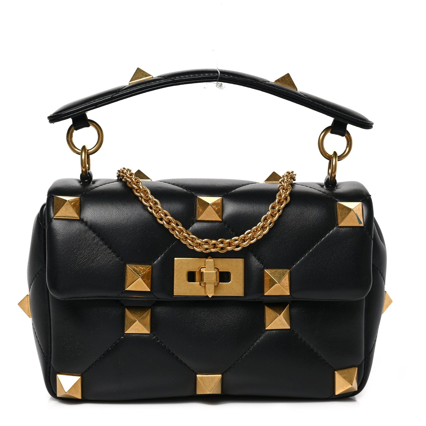 Nappa Medium Roman Stud Shoulder Bag Black