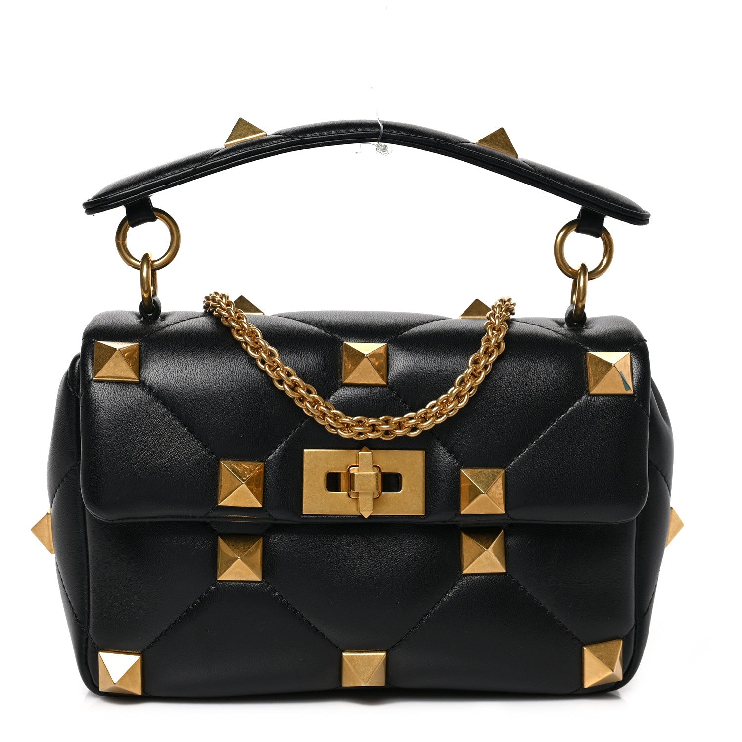 Valentino Garavani Nappa Medium Roman Stud Shoulder Bag Black 1 of 8