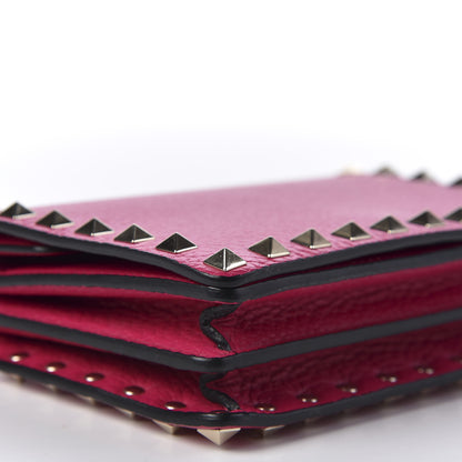 Valentino Garavani Pebbled Calfskin Rockstud Wallet on Chain Disco Pink 5 of 8