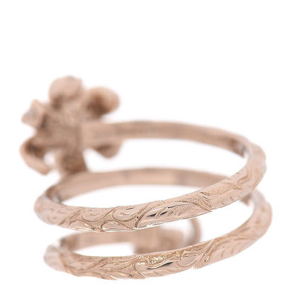 Gucci 18K Yellow Gold Diamond Mother of Pearl Flora Wrap Ring 54 6.75 3 of 5
