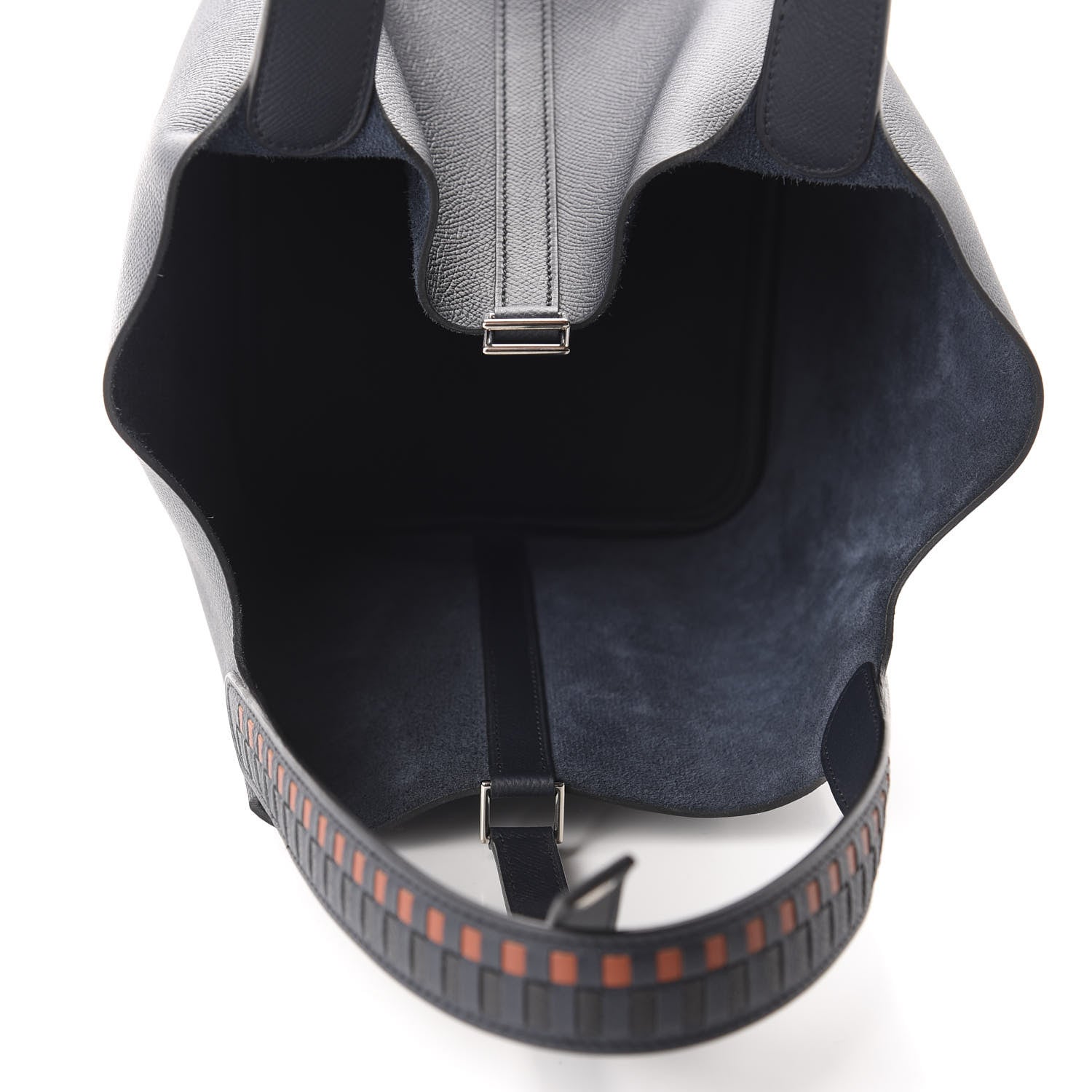 Hermes Epsom Tressage De Cuir Picotin Lock 22 MM Bleu Indigo Black Terre Battue 5 of 11