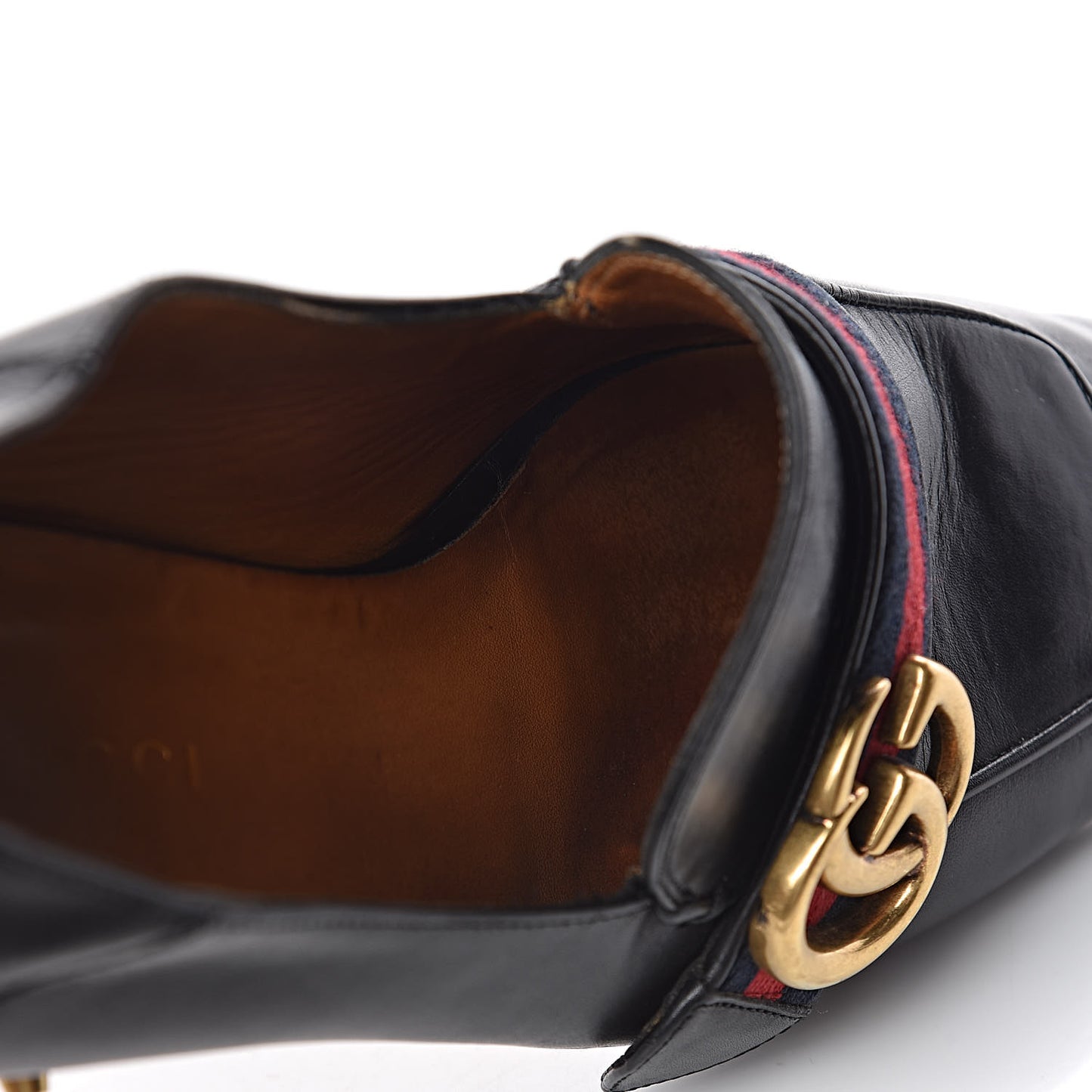 Betis Glamour Calfskin Web Pearl Embellished Peyton 35mm Loafer Pumps 37 Black