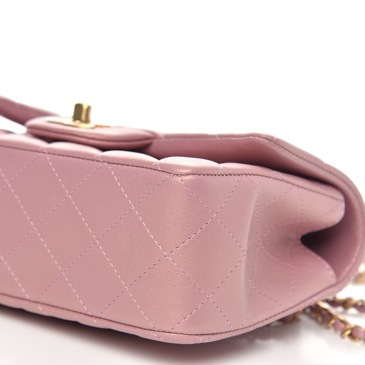 Chanel Iridescent Lambskin Quilted Mini Top Handle Rectangular Flap Pink 10 of 11