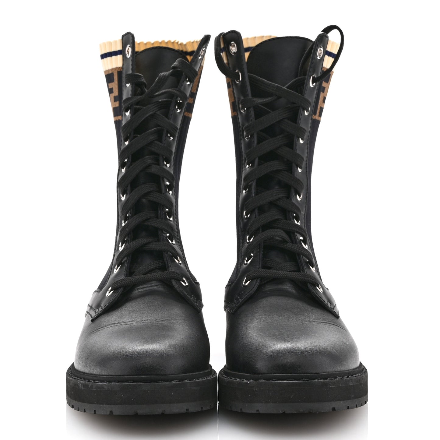 Calfskin Stretch Fabric Rockoko Biker Boots 38 Tobacco Black Marino