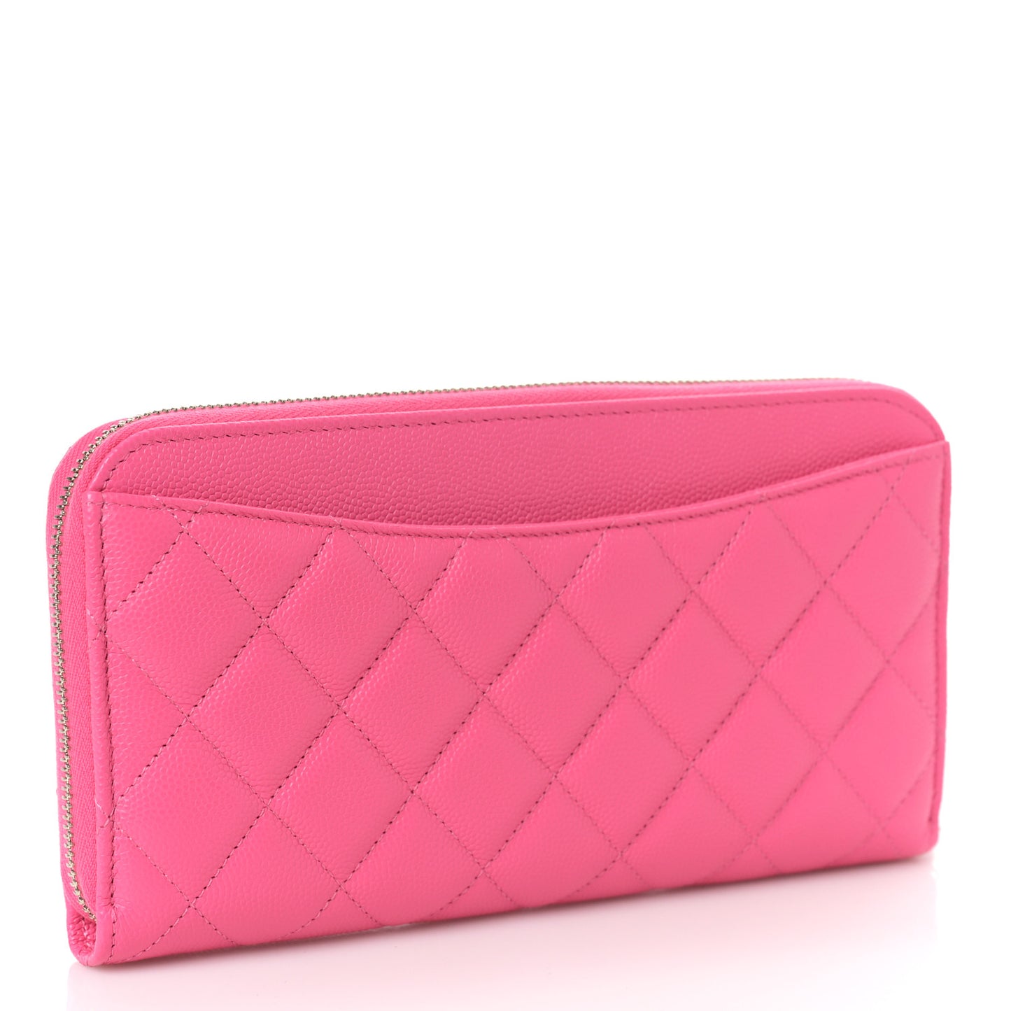 Caviar Quilted Large Gusset Zip Around Wallet Rose