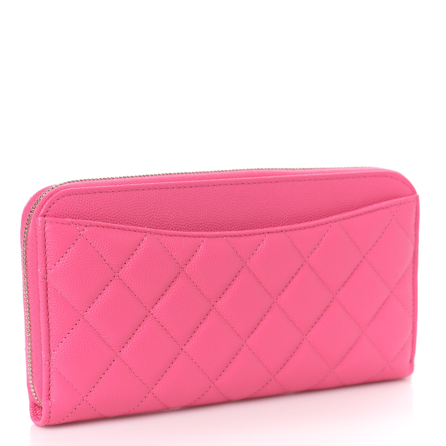 Chanel Caviar Quilted Large Gusset Zip Around Wallet Rose 3 of 10