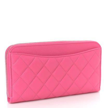 Chanel Caviar Quilted Large Gusset Zip Around Wallet Rose 3 of 10