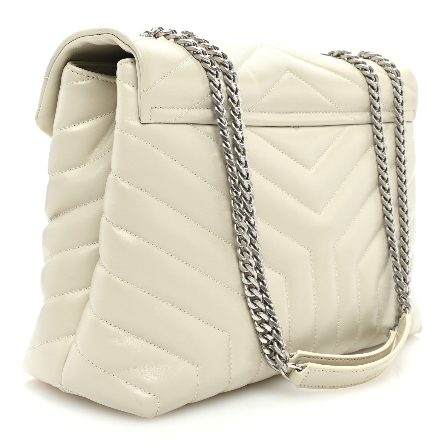 Saint Laurent Calfskin Y Quilted Monogram Medium Loulou Chain Satchel Crema Soft 3 of 9