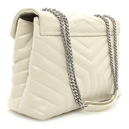 Saint Laurent Calfskin Y Quilted Monogram Medium Loulou Chain Satchel Crema Soft 3 of 9