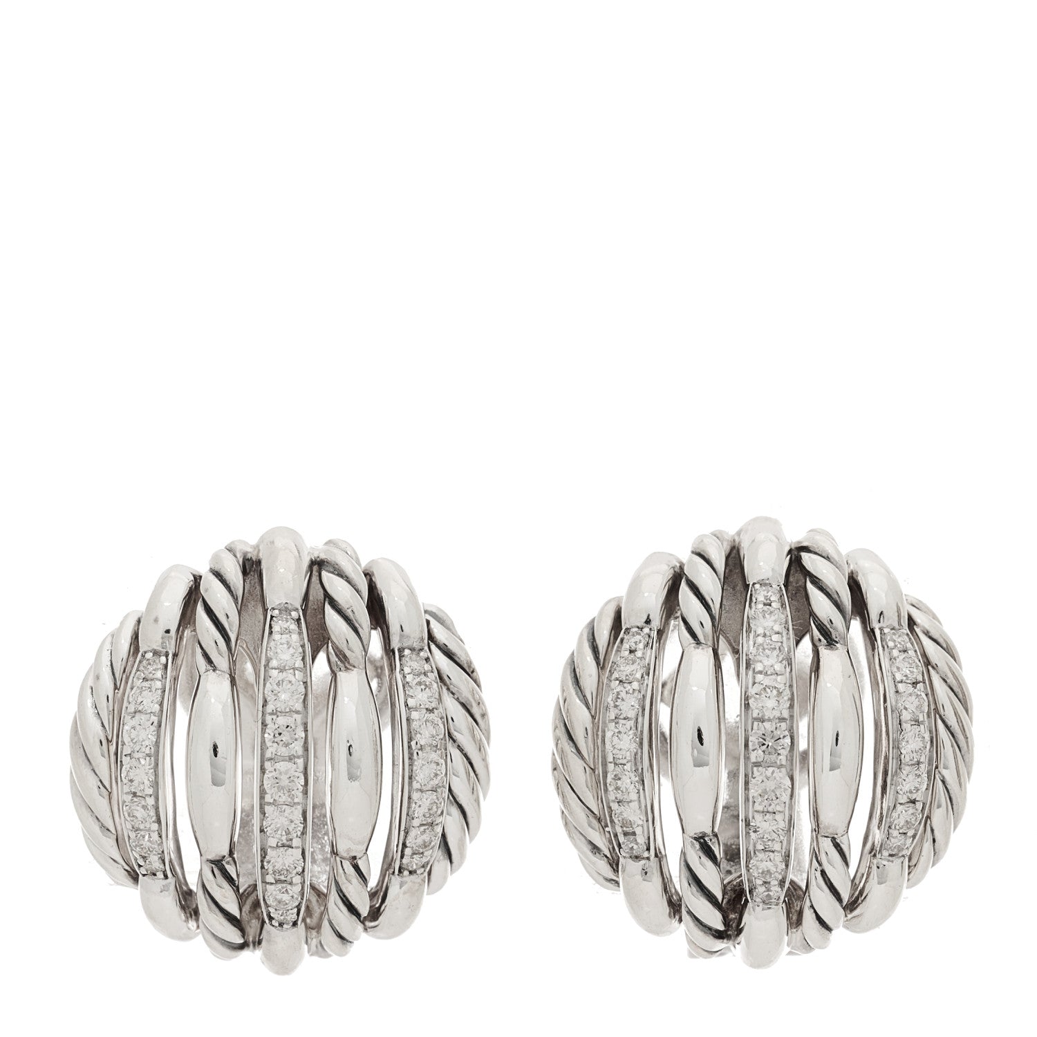 David Yurman Sterling Silver Diamond Tides Stud Earrings 1 of 4