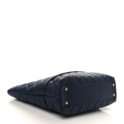 Chanel Caviar Quilted Small Zipped Shopping Tote Navy Blue 4 of 10