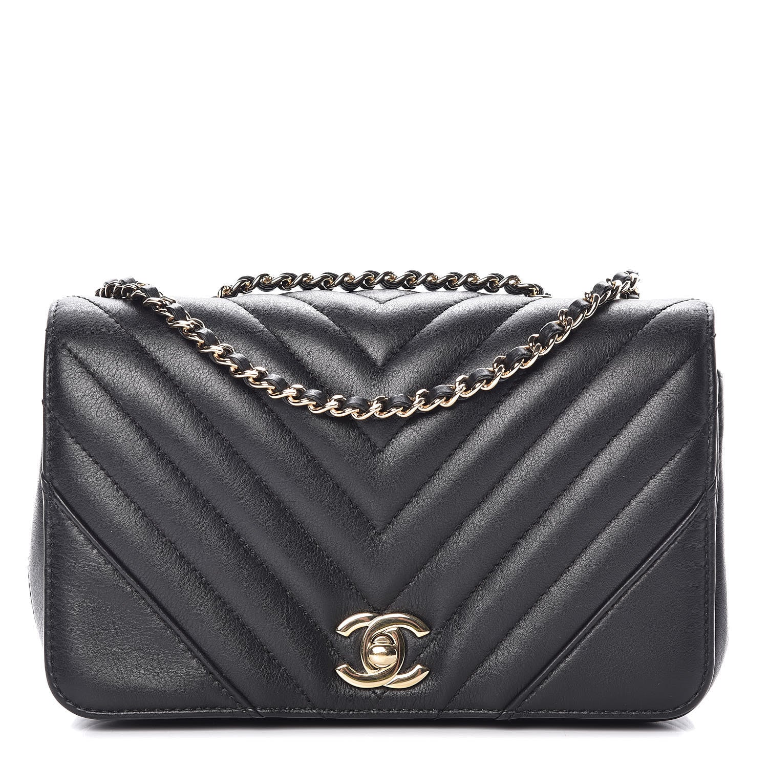 Chanel Calfskin Chevron Quilted Mini Statement Flap Black 1 of 12