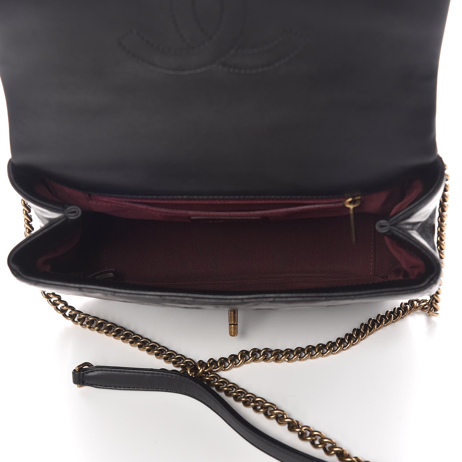 Chanel Calfskin Quilted Medium Gold Bar Top Handle Flap Black 5 of 9