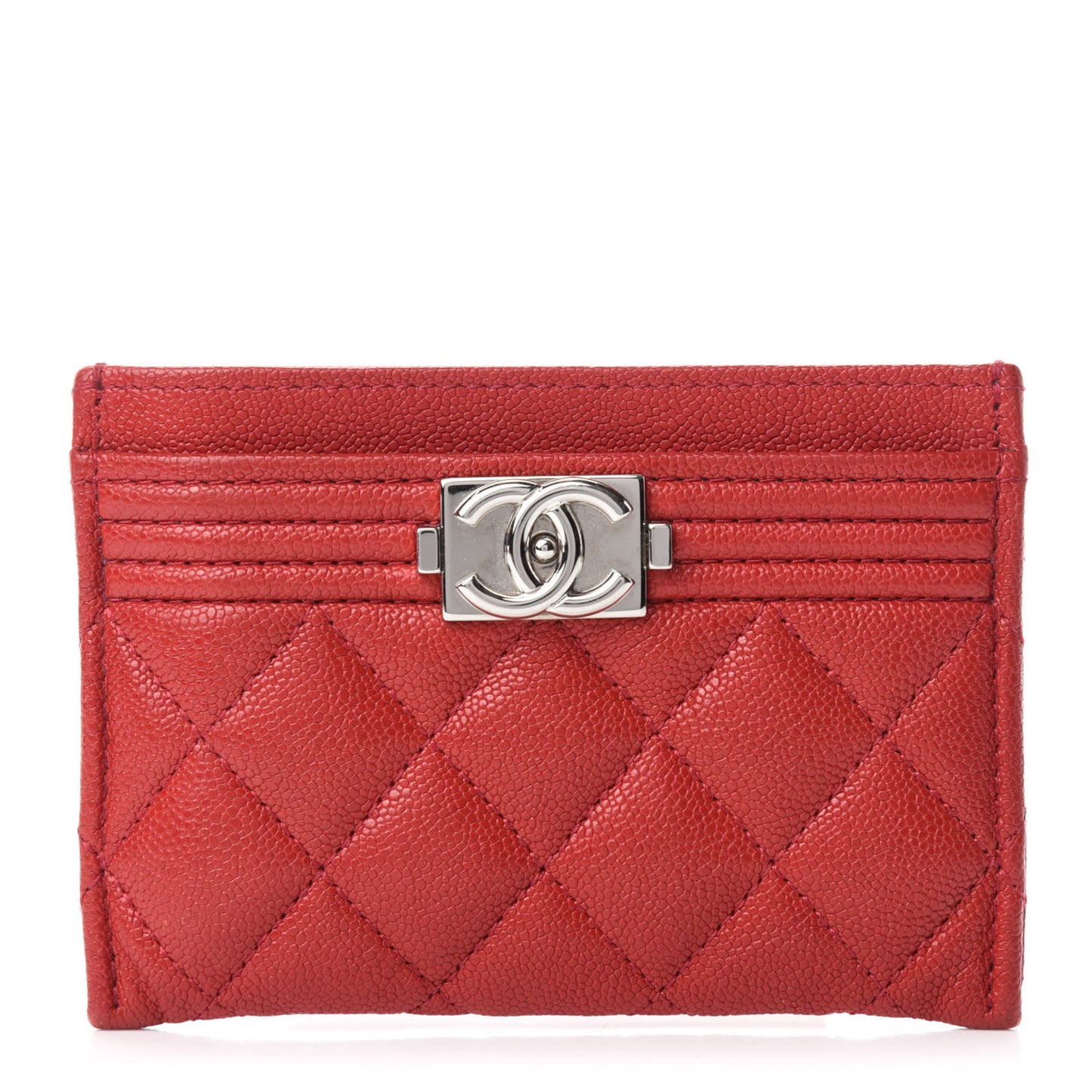 Caviar Quilted Boy Card Holder Red